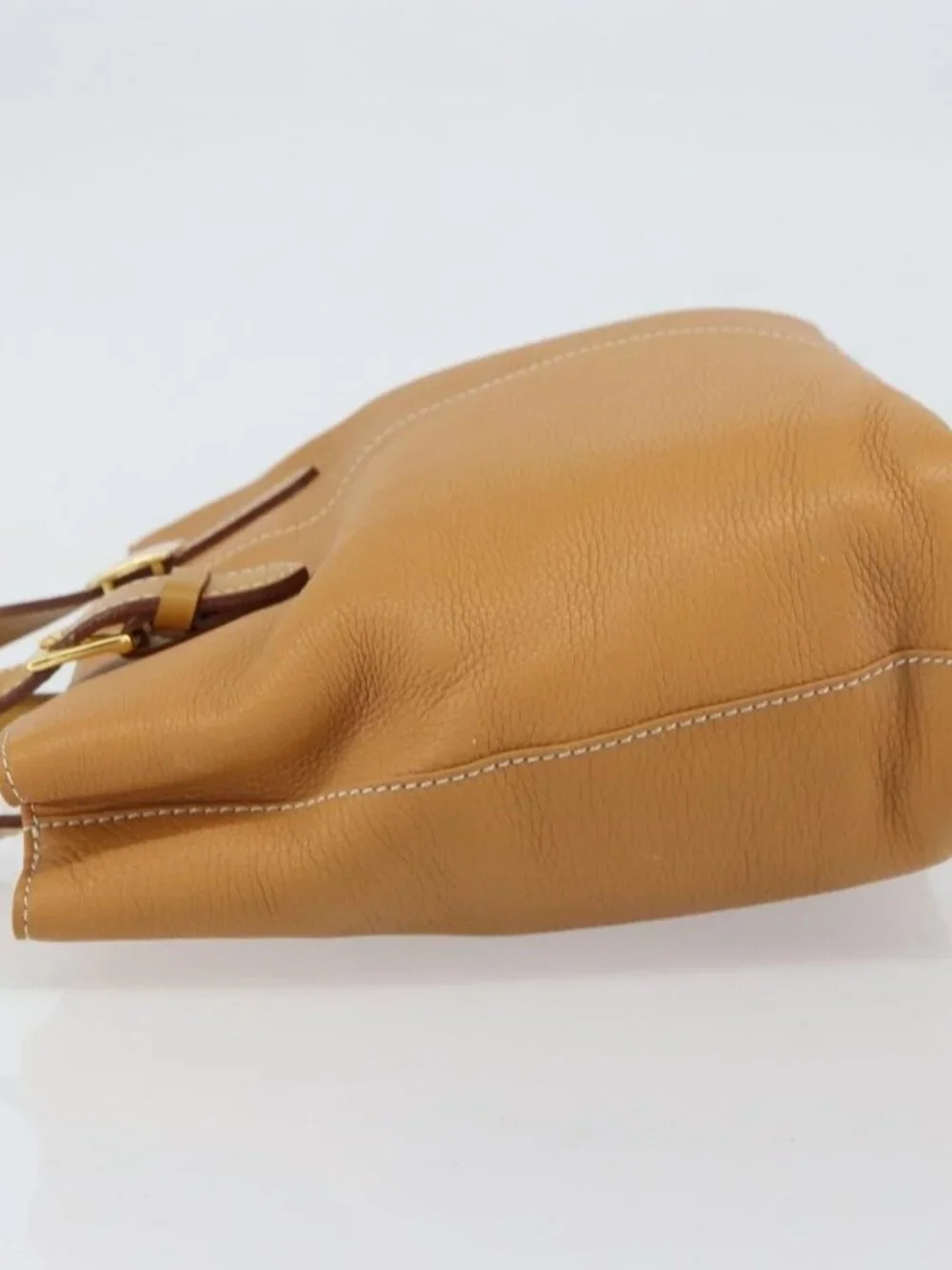 Burberrys Tote Bag Leather Beige Gold Auth 160726 - Picture 4 of 16